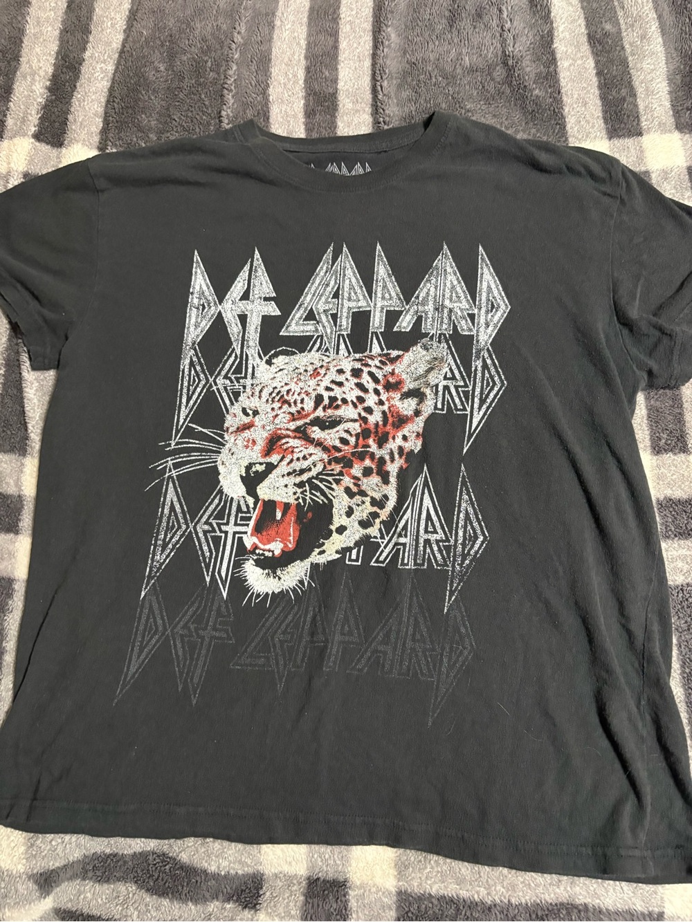 Def Leppard Graphic Band Tee - Black with Leopard Print